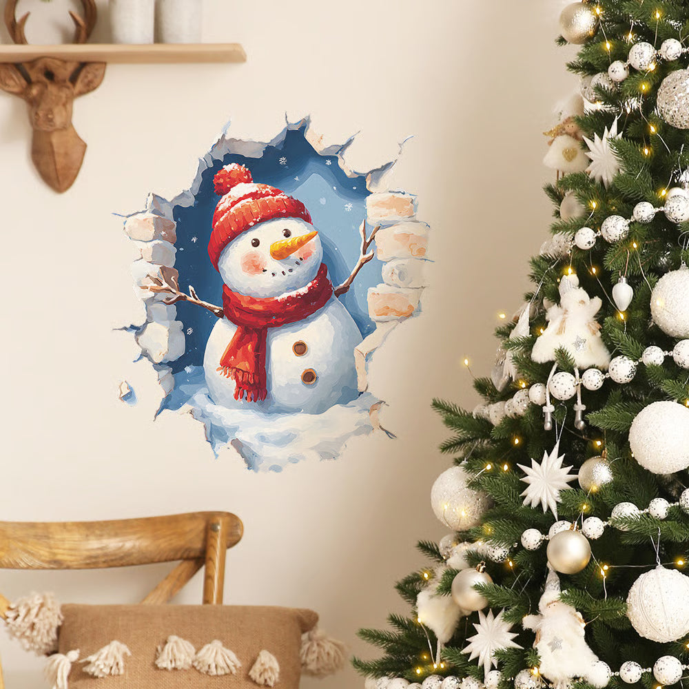 Christmas Creative Wall Sticker, Cute Santa Claus Gift Children's Bedroom Entrance Home Decoration Wall Sticker Self-adhesive Sticker