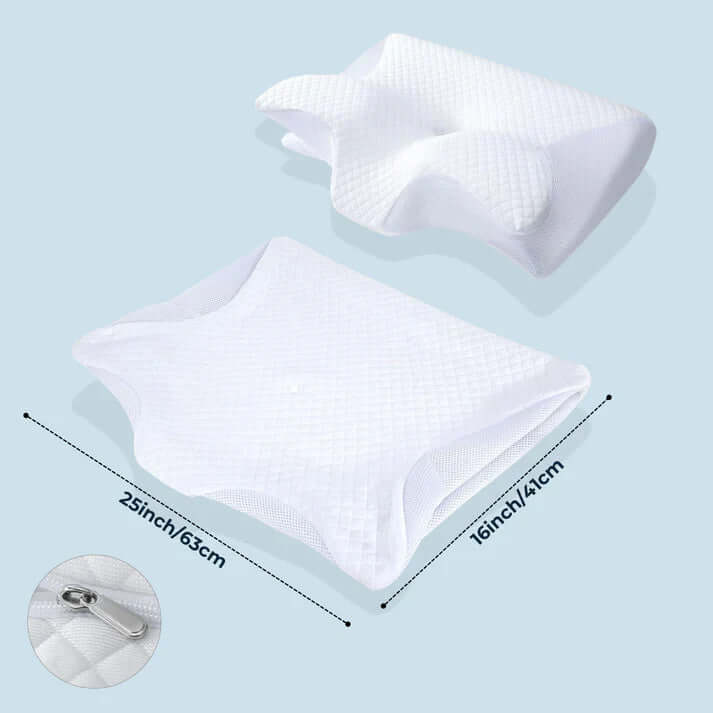 Cobio Sleep cooling pillow case contour, measuring 25x16 inches, designed for spinal alignment and improved sleep quality.