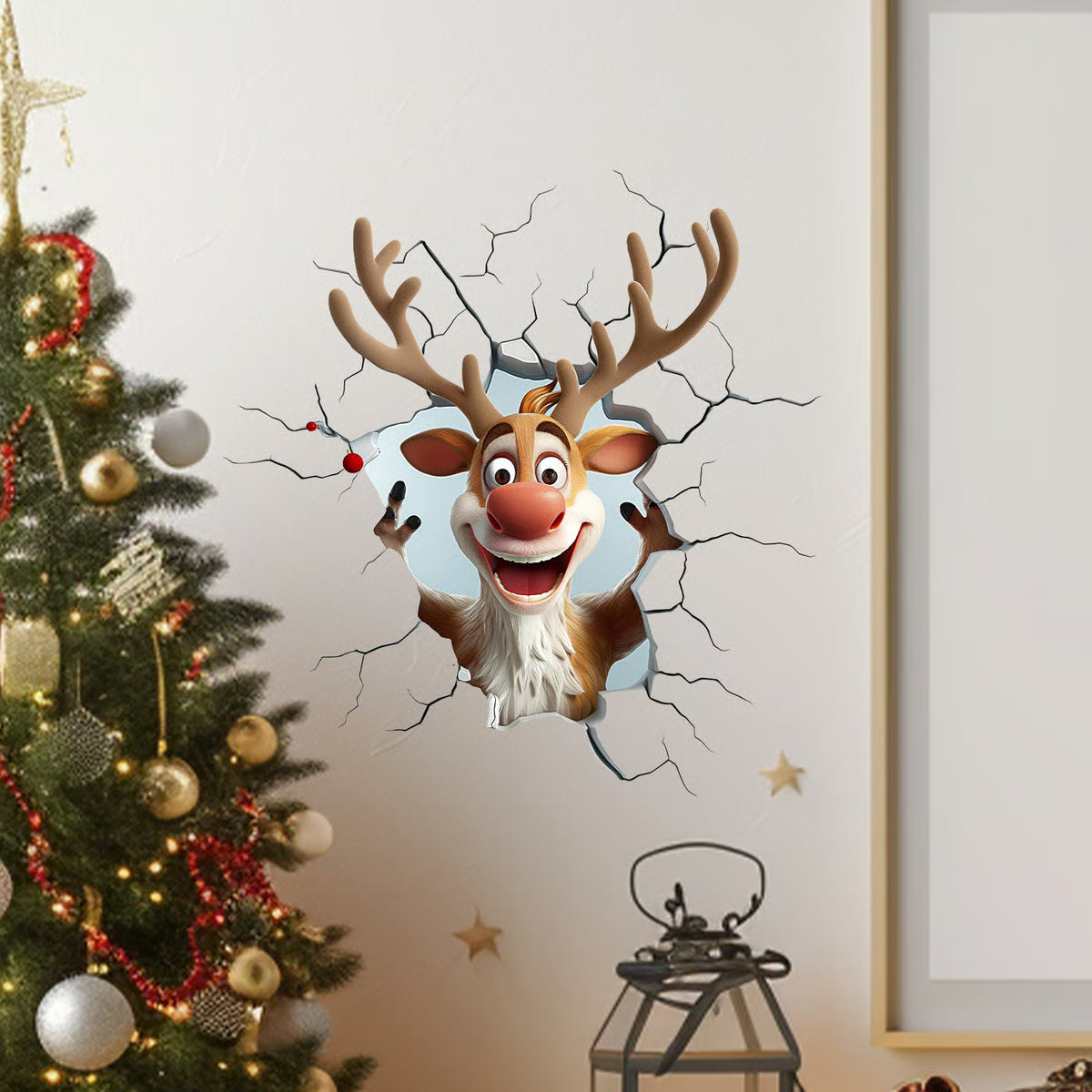 Christmas Creative Wall Sticker, Cute Santa Claus Gift Children's Bedroom Entrance Home Decoration Wall Sticker Self-adhesive Sticker