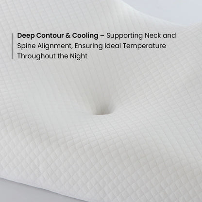 Dreamers cervical neck pillow featuring deep contour and cooling for optimal neck and spine support. Dreamers Relief Pillow, Dreamers Pillow, Dreamers Global Pillow,Dreamers Cervical Neck Pillow, Dreamers Relief Pillow Side Sleeper