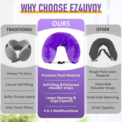 Stuffable Travel Pillow, Plush Stuffable Neck Pillow for Travel Transformable Neck Pillow